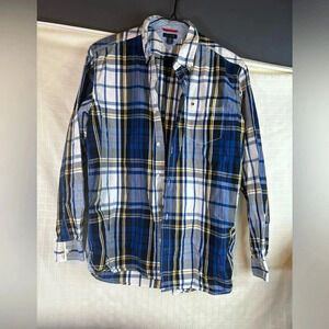 Boys Tommy Hilfiger  XL Shirt Blue Plaid Long Sleeve Button Down Up Casual